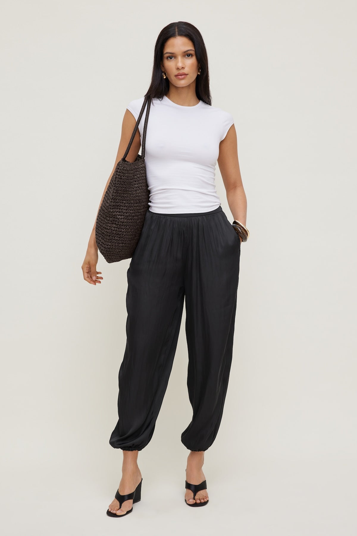 Dynamite Straw Tote Bag Brown