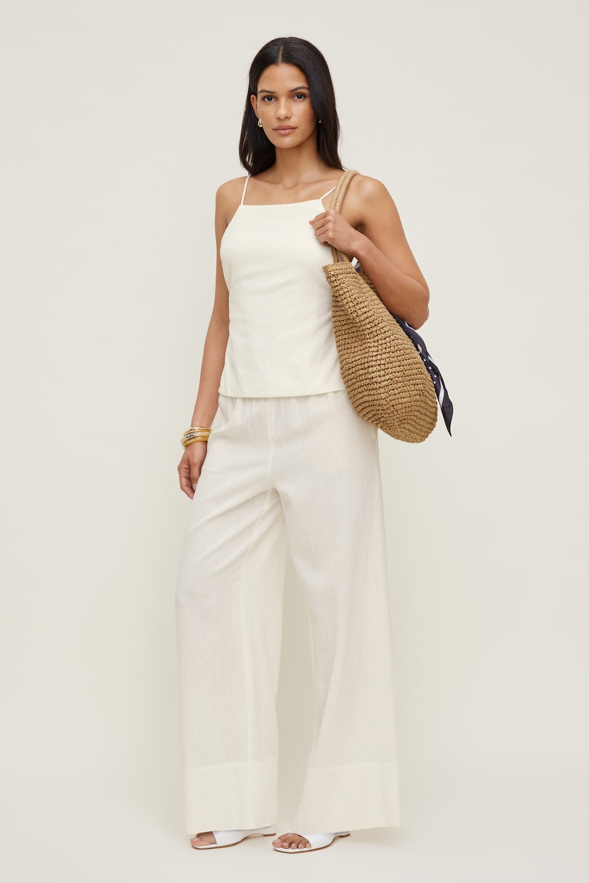Dynamite Straw Tote Bag Beige