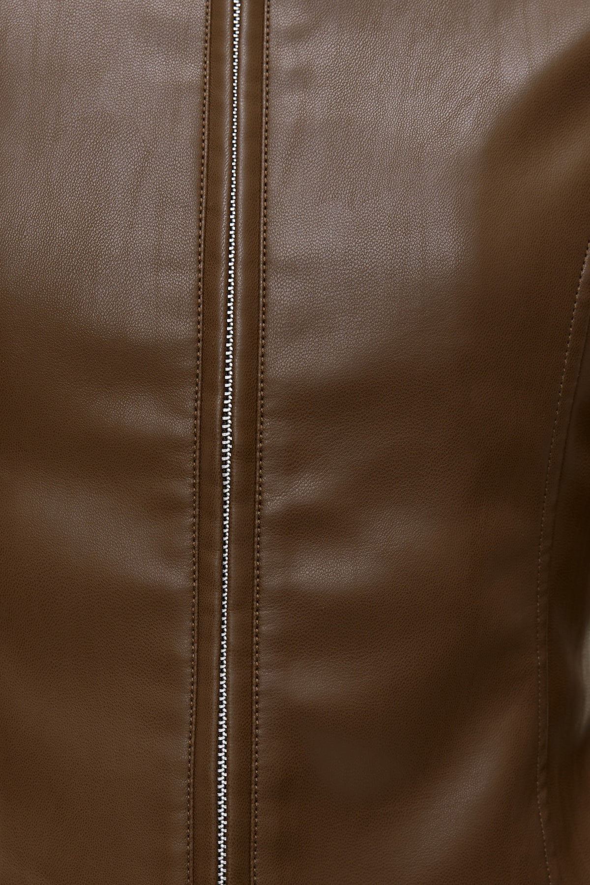 Dynamite Slim Fit Faux Leather Moto Jacket Brown