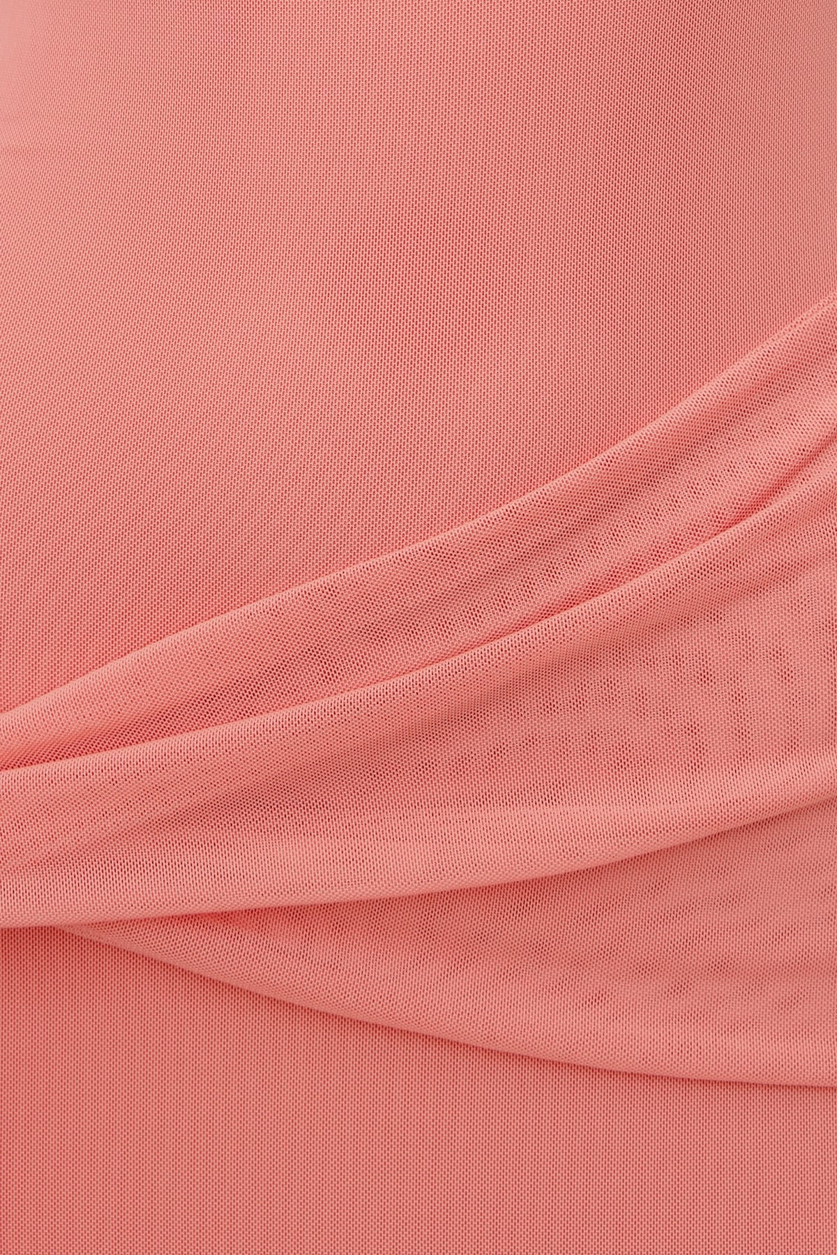 Dynamite Scarlet Draped Mesh Maxi Dress Pink