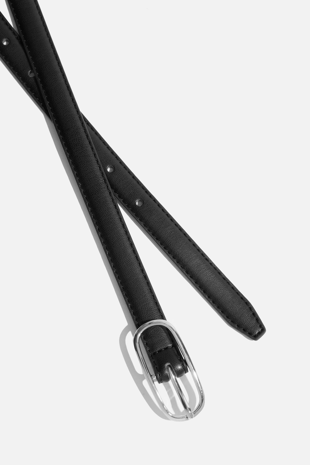 Dynamite Oval Super Slim Faux Leather Belt Black