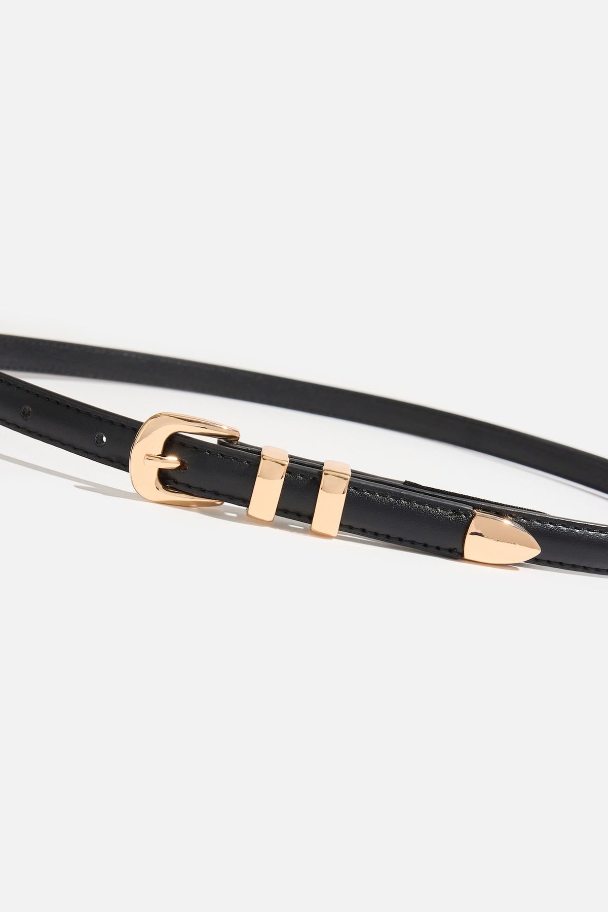 Dynamite Double Loop Super Slim Faux Leather Belt Black