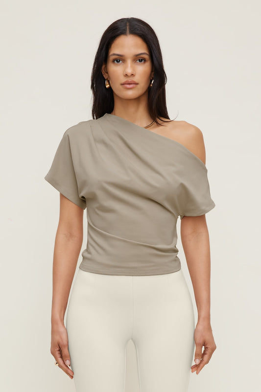Dynamite Alexa Cotton Spandex T Shirt Beige
