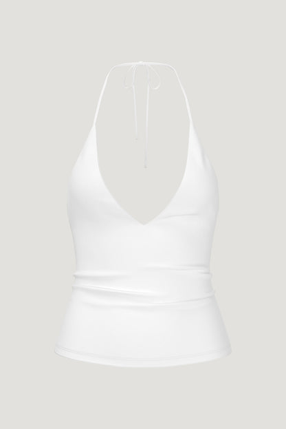 Dynamite Sculpt Plunge Halter Top White