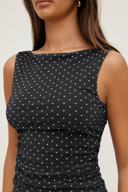 Dynamite Nola Printed Mesh Tank Top Black