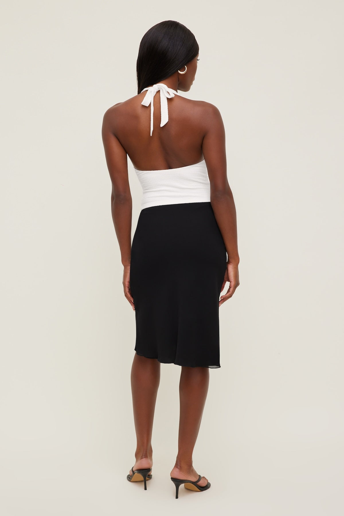 Dynamite Textured Plunge Halter Top White