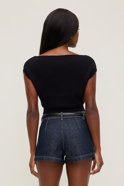 Dynamite Aria Boat Neck Sweater  Black