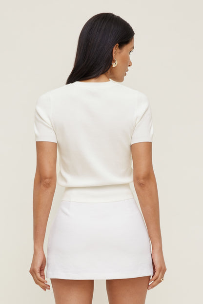 Dynamite Clara Short Sleeve Sweater White