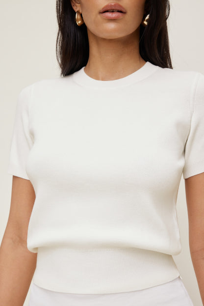 Dynamite Clara Short Sleeve Sweater White