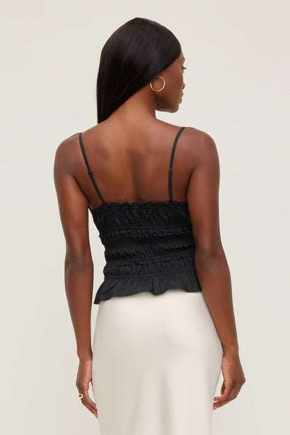 Dynamite Smocked Poplin Cami Top BLACK