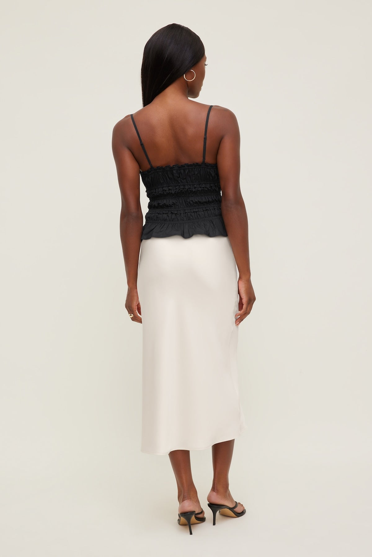Dynamite Smocked Poplin Cami Top BLACK