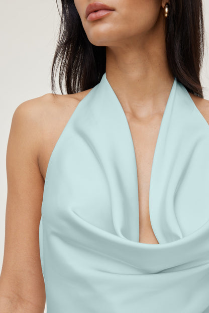 Dynamite Camila Satin Romper Mini Dress Blue