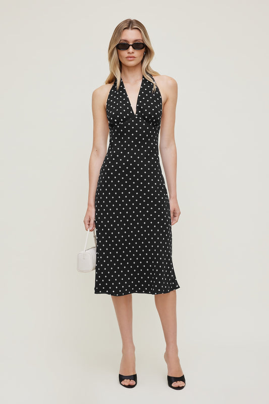 Dynamite Elena Halter Midi Dress Black