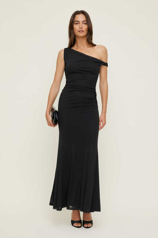 Dynamite Kristina Mesh Maxi Dress Black