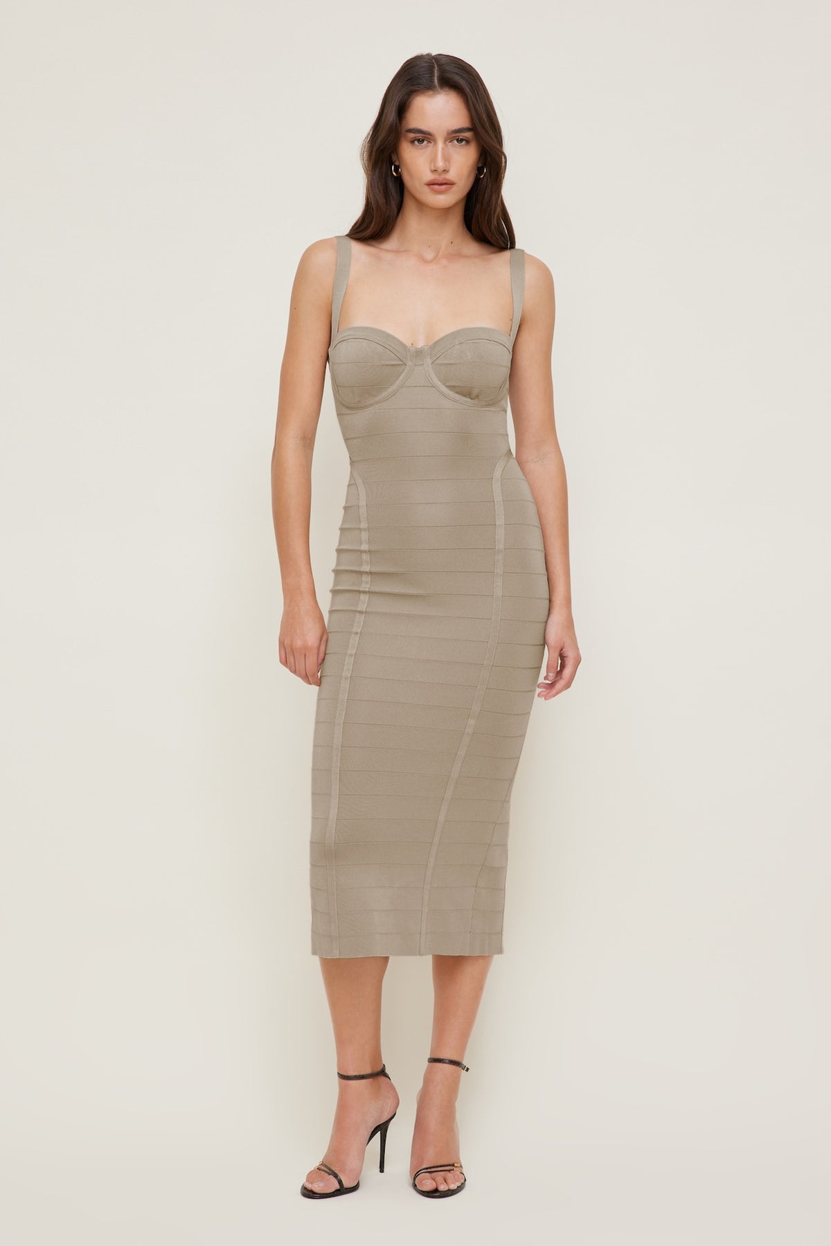 Dynamite Bandage Midi Dress Beige