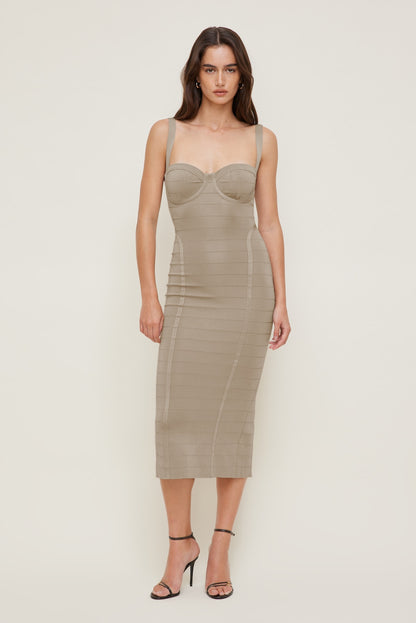 Dynamite Bandage Midi Dress Beige