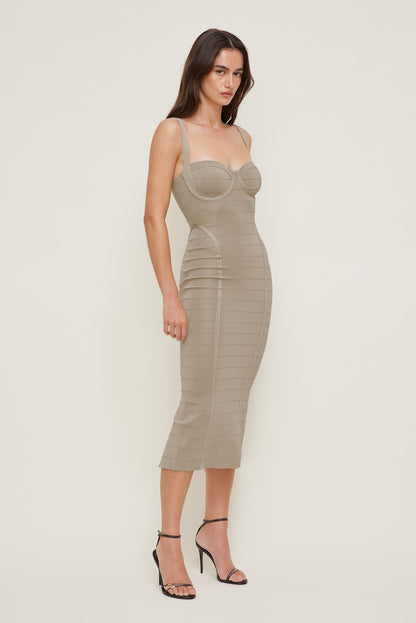 Dynamite Bandage Midi Dress Beige
