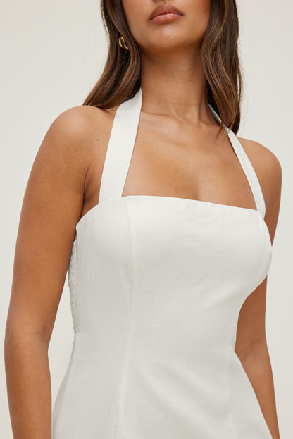 Dynamite Alaya Linen Mini Dress White