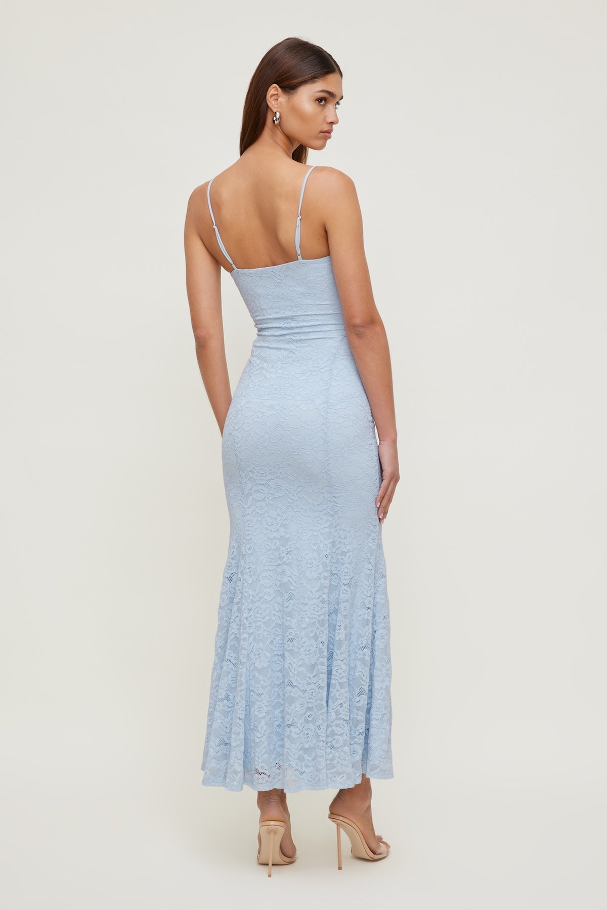 Dynamite Monet Lace Overlay Maxi Dress Blue