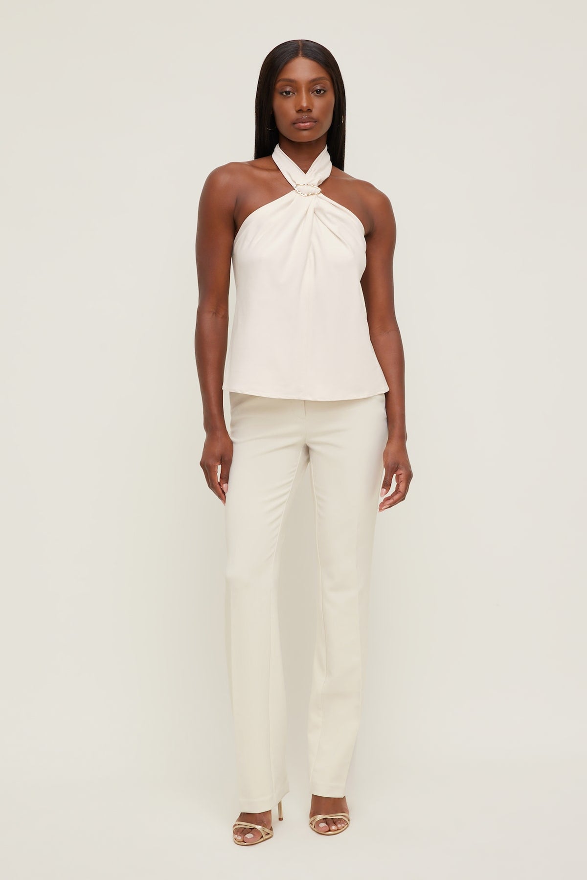 Dynamite High Rise Slim Straight Leg Pants Beige