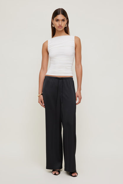 Dynamite Leo Satin Wide Leg Pants Black