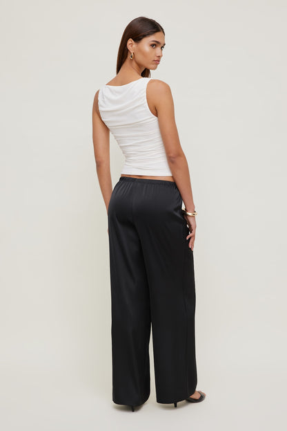 Dynamite Leo Satin Wide Leg Pants Black