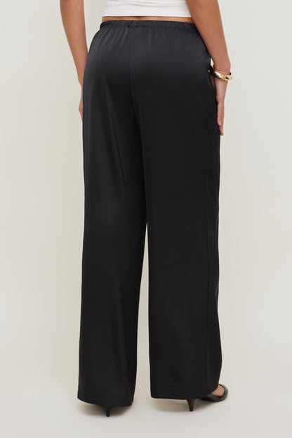 Dynamite Leo Satin Wide Leg Pants Black