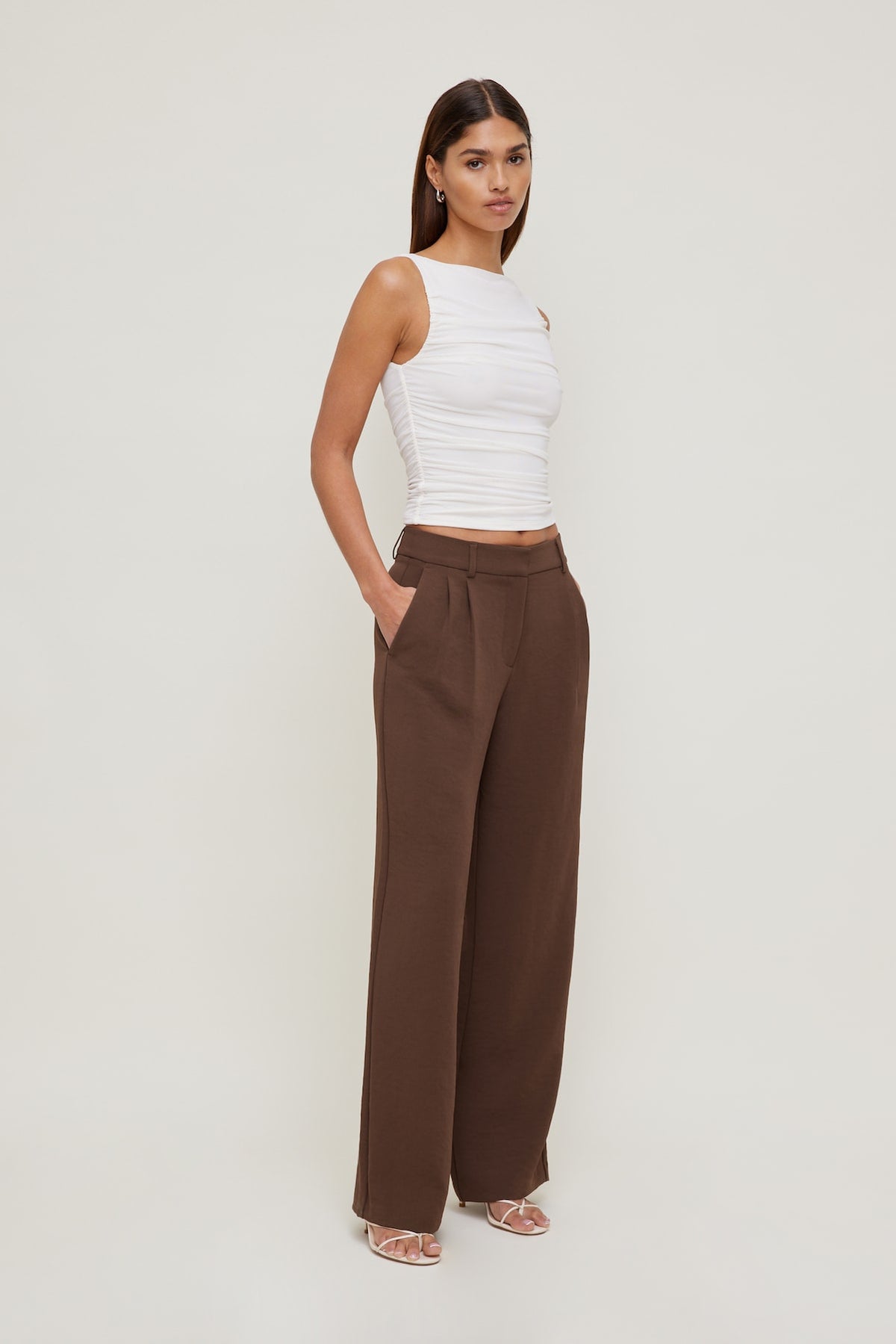 Dynamite Alex Airflow Wide Leg Pants Brown