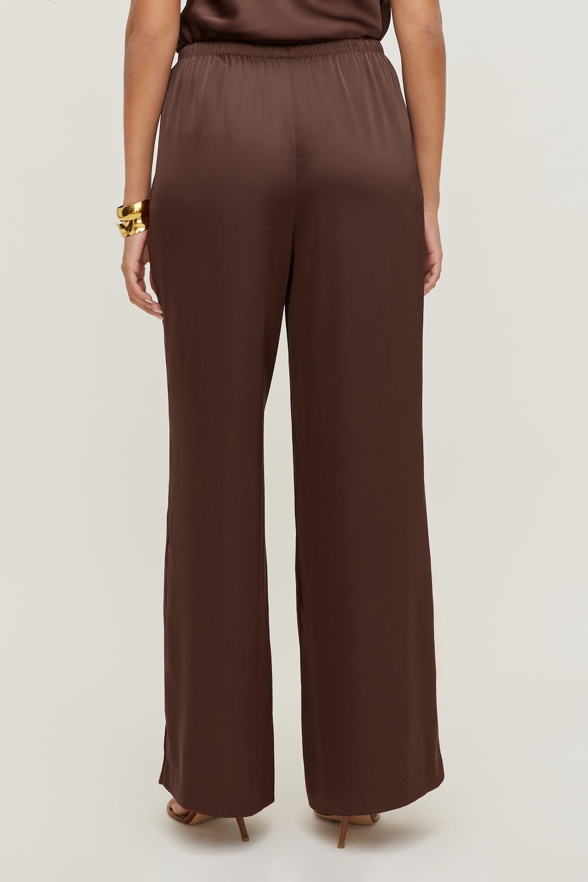 Dynamite Leo Satin Wide Leg Pants Brown
