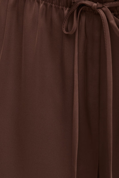 Dynamite Leo Satin Wide Leg Pants Brown