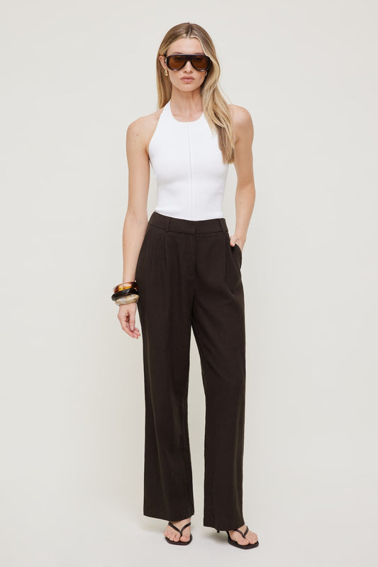 Dynamite Alex Linen Wide Leg Pants Brown