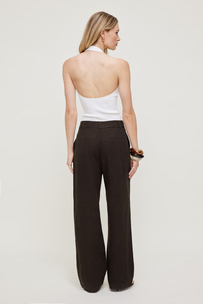 Dynamite Alex Linen Wide Leg Pants Brown