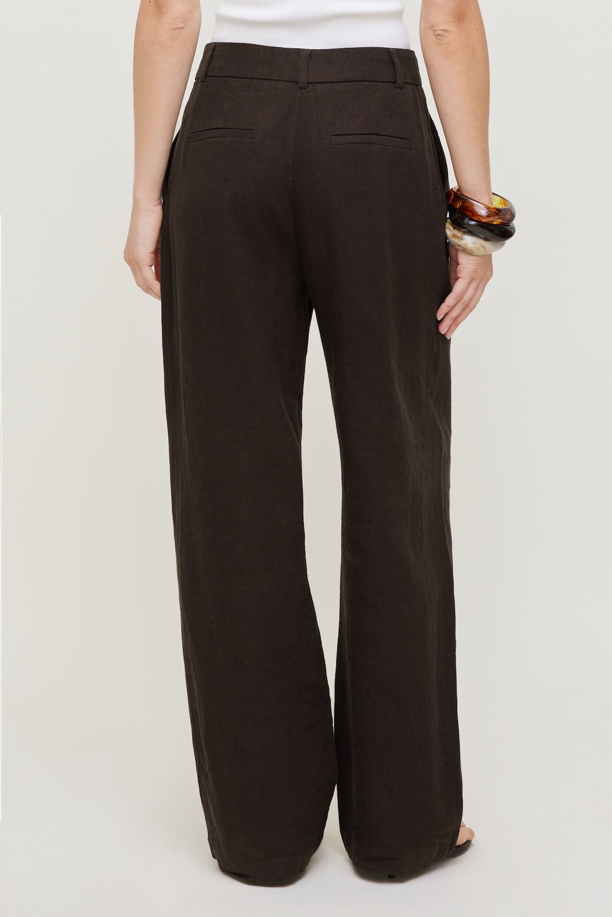 Dynamite Alex Linen Wide Leg Pants Brown