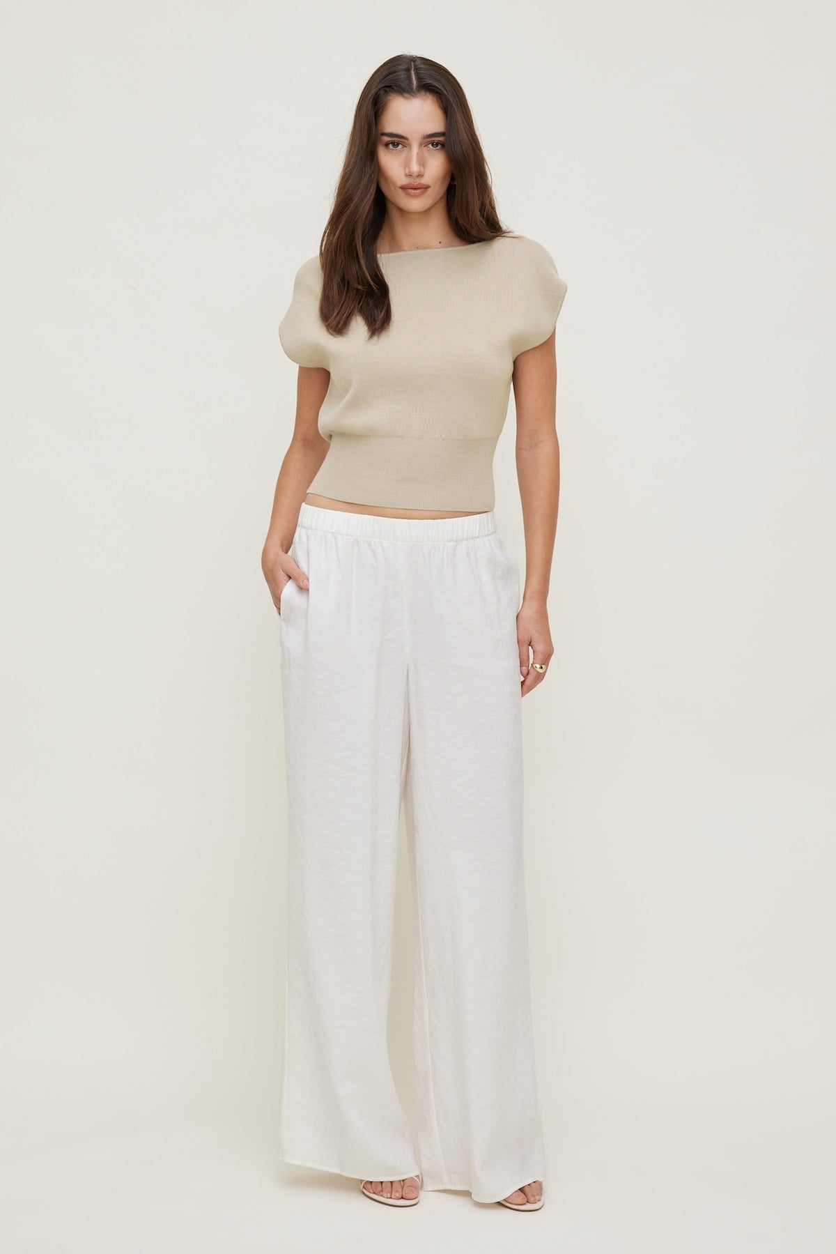 Dynamite Priya Wide Leg Pants White