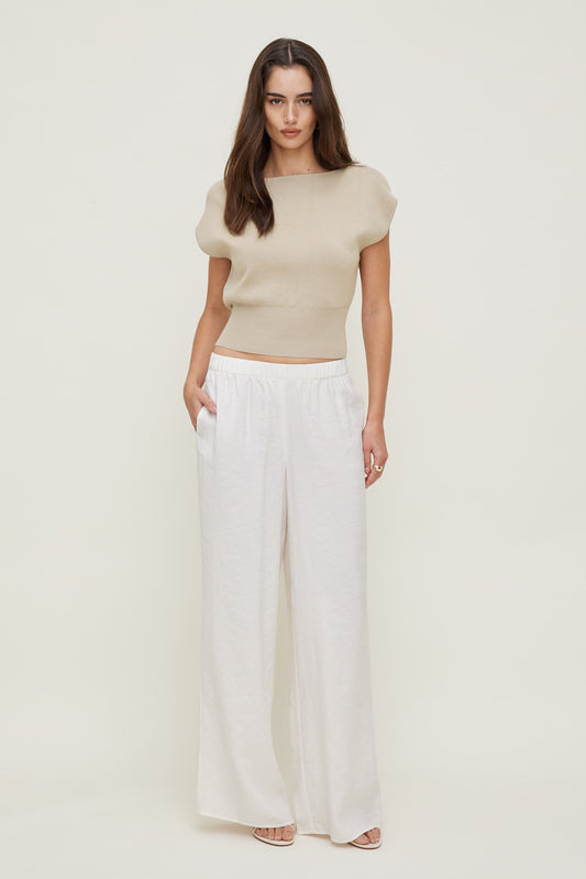 Dynamite Priya Wide Leg Pants White