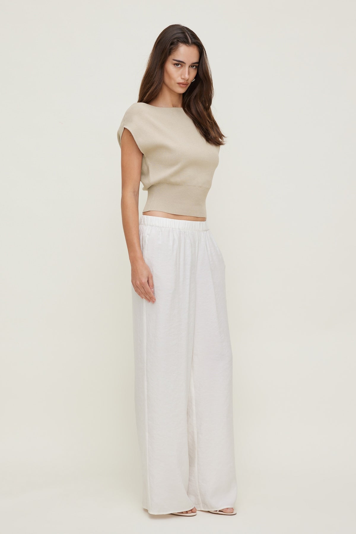 Dynamite Priya Wide Leg Pants White