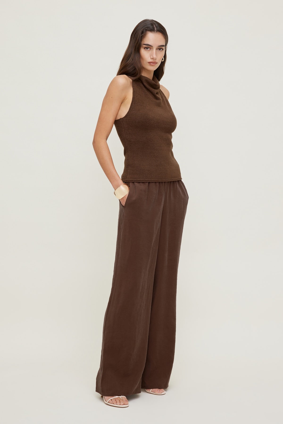 Dynamite Priya Wide Leg Pants Brown