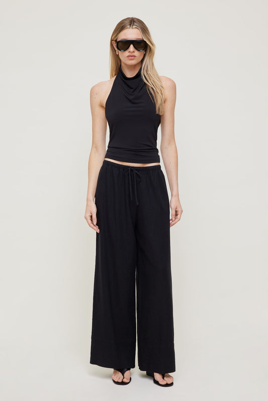 Dynamite Leo Linen Wide Leg Pants Black