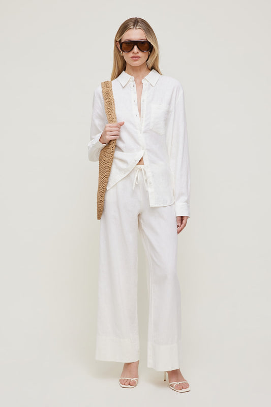 Dynamite Leo Linen Wide Leg Pants White