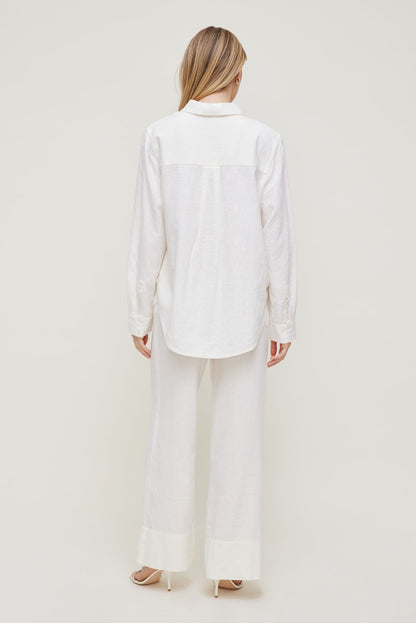 Dynamite Leo Linen Wide Leg Pants White