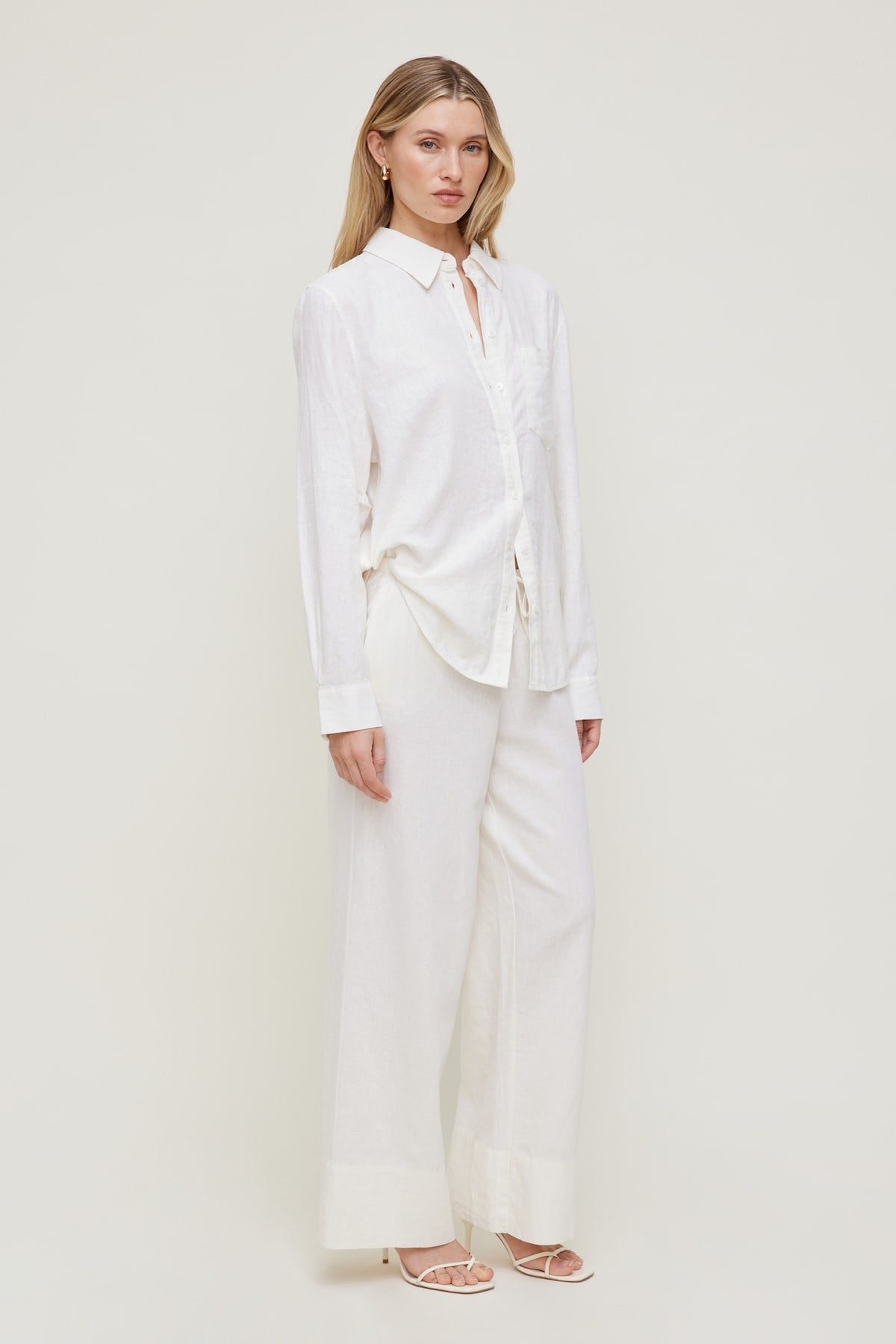 Dynamite Leo Linen Wide Leg Pants White