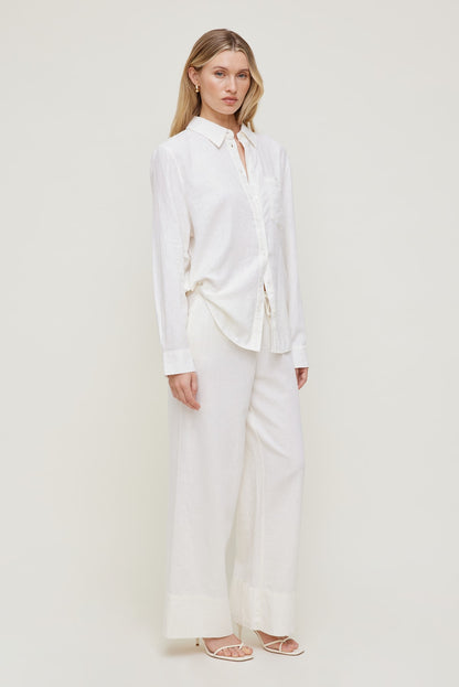 Dynamite Leo Linen Wide Leg Pants White