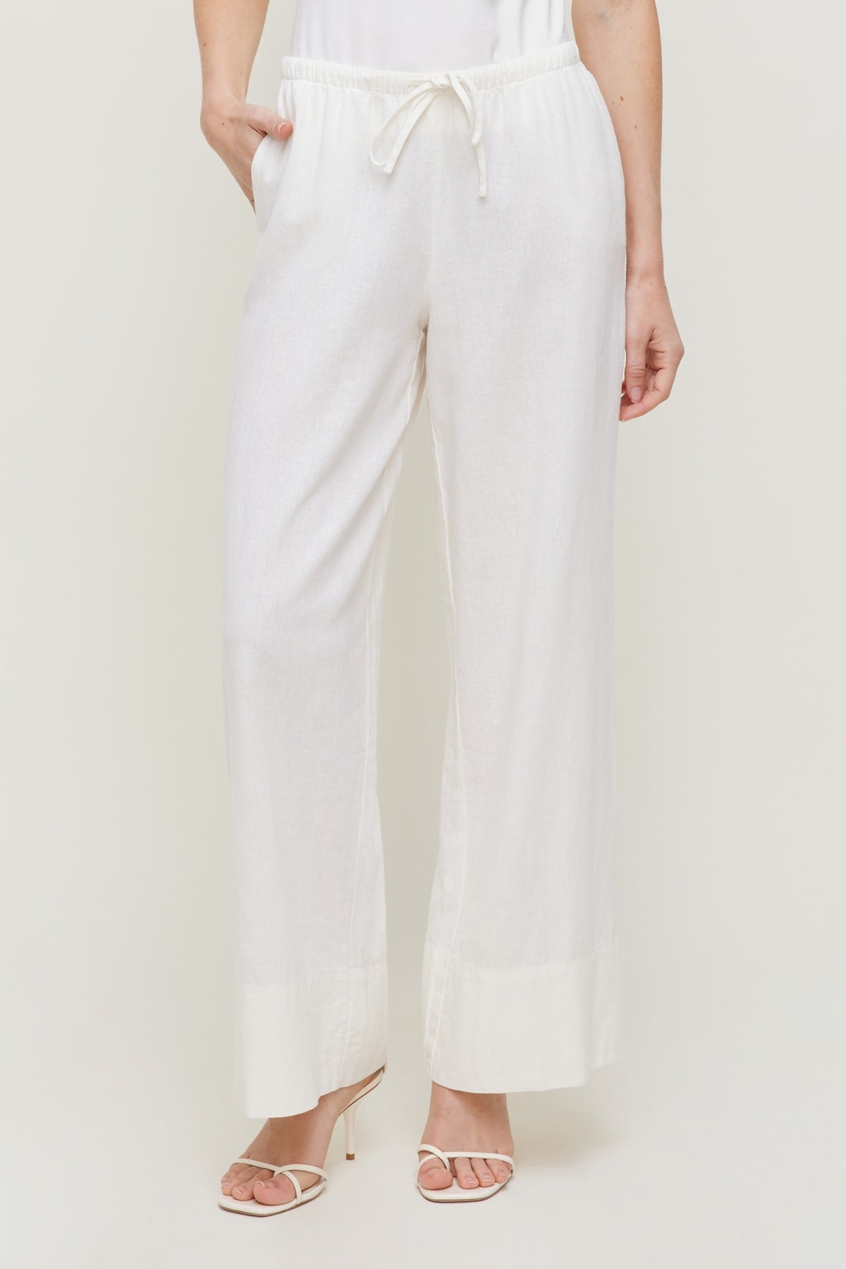 Dynamite Leo Linen Wide Leg Pants White