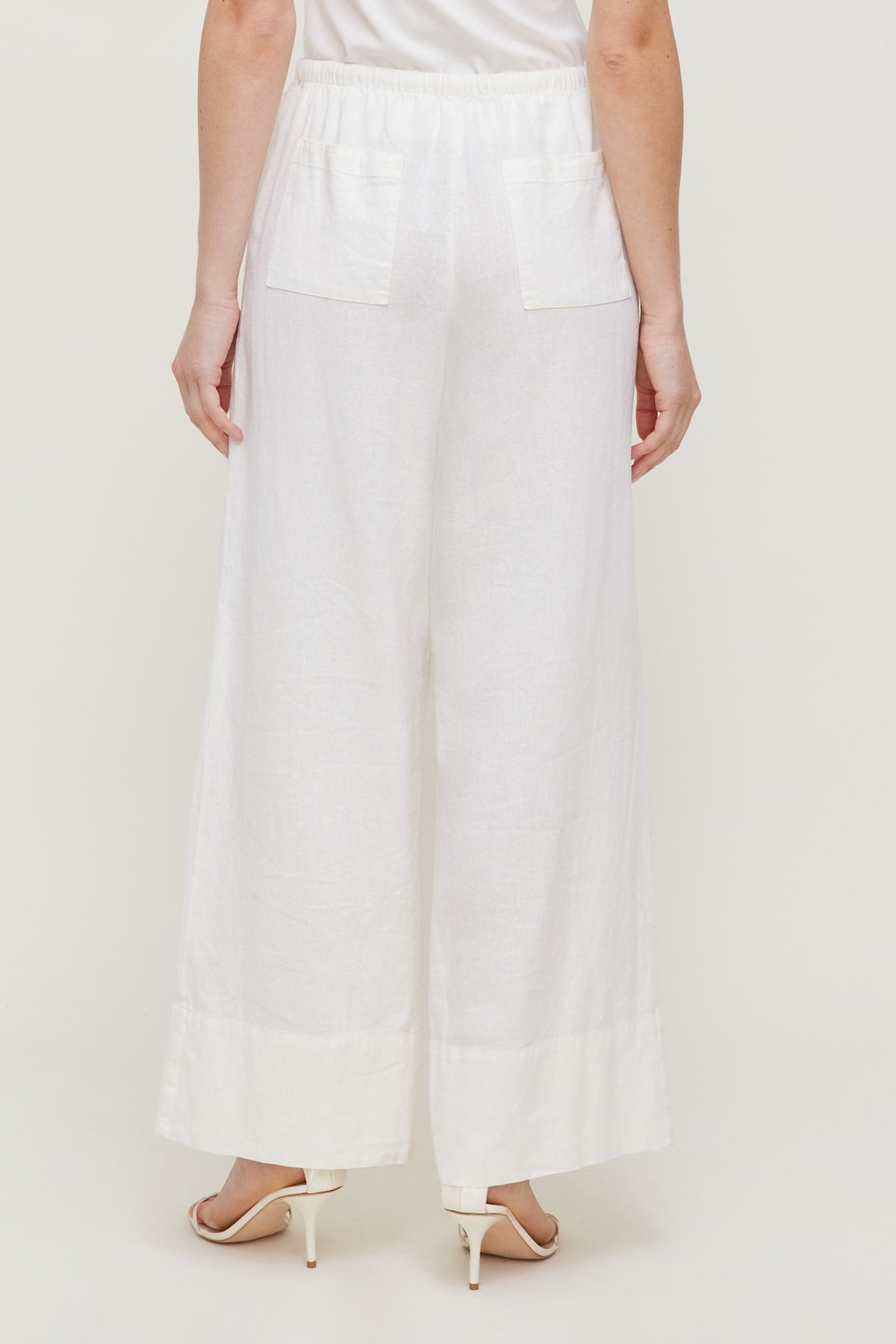 Dynamite Leo Linen Wide Leg Pants White
