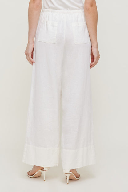 Dynamite Leo Linen Wide Leg Pants White