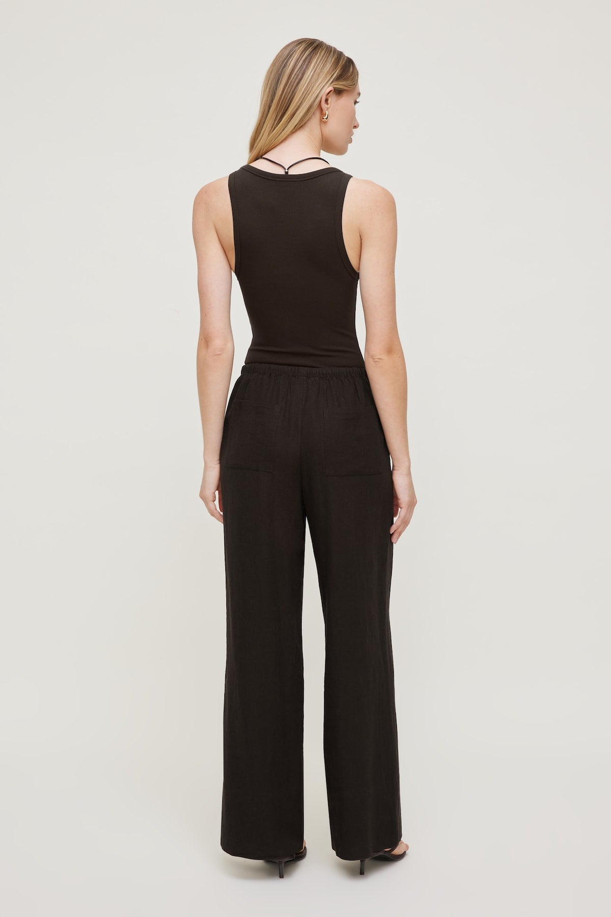 Dynamite Leo Linen Wide Leg Pants Brown