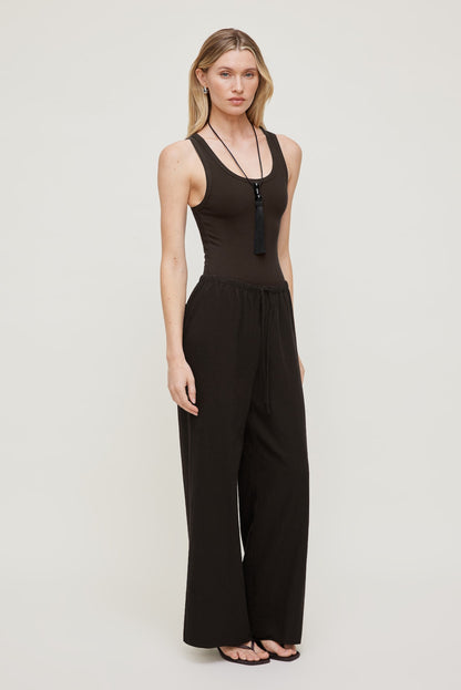 Dynamite Leo Linen Wide Leg Pants Brown
