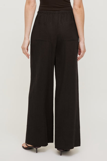 Dynamite Leo Linen Wide Leg Pants Brown