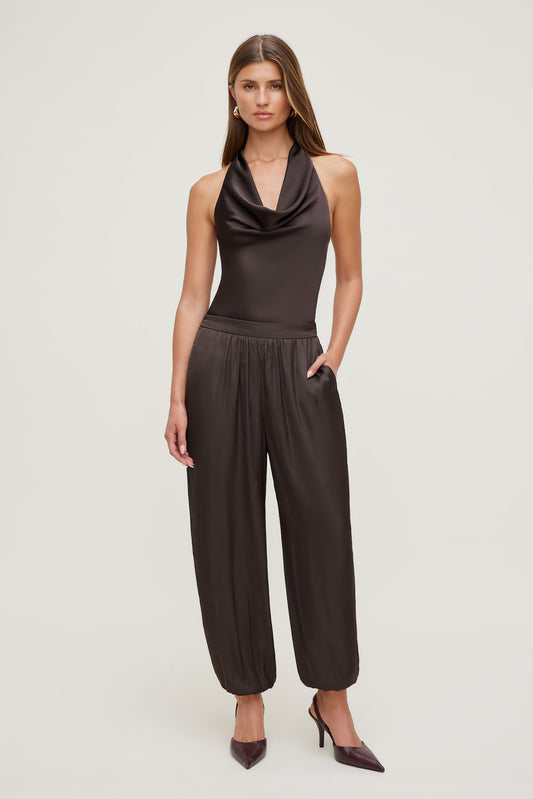 Dynamite Satin Balloon Pants Brown