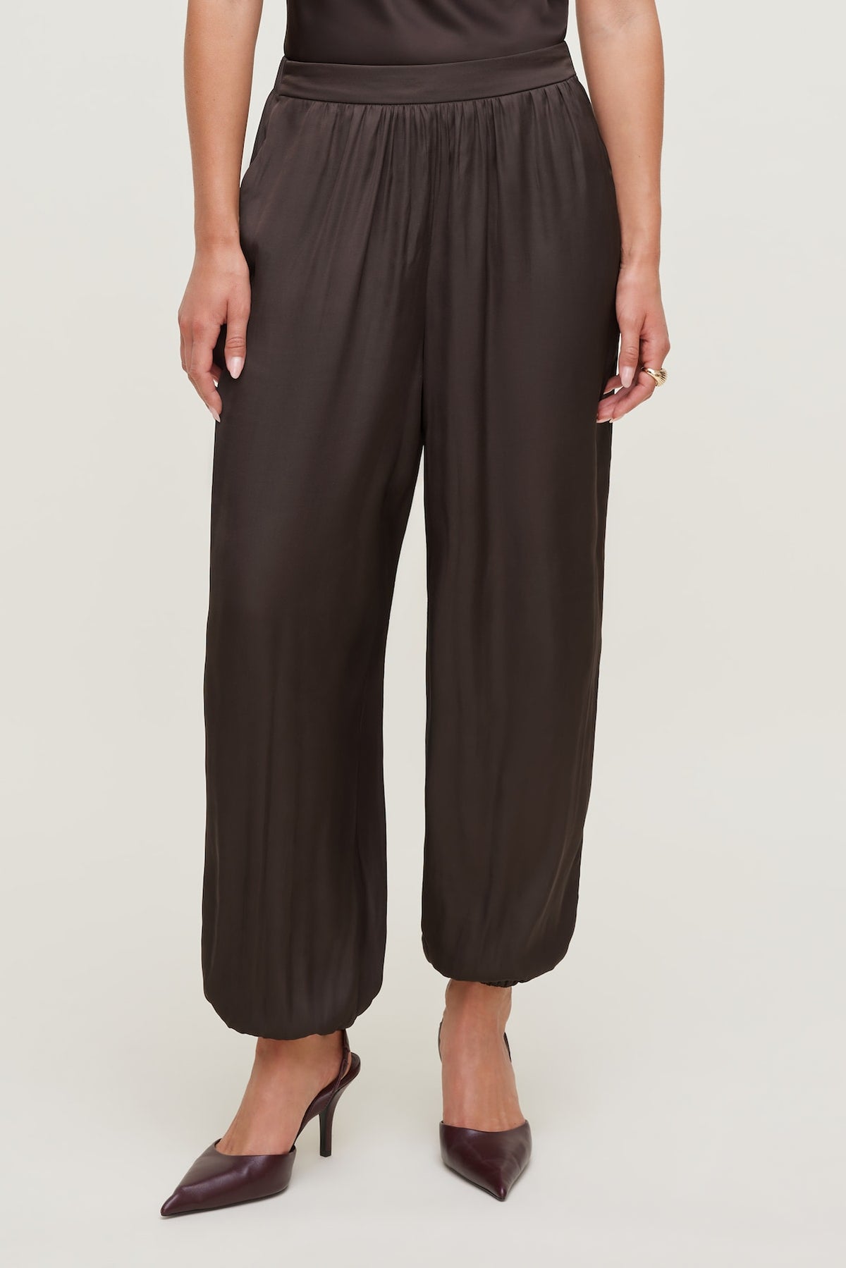 Dynamite Satin Balloon Pants Brown